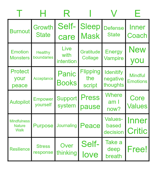Thrive RoadMap Bingo Card