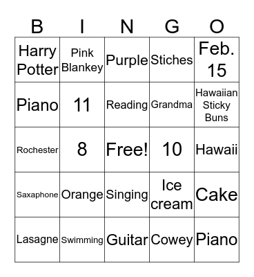 Birthday Bingo Card