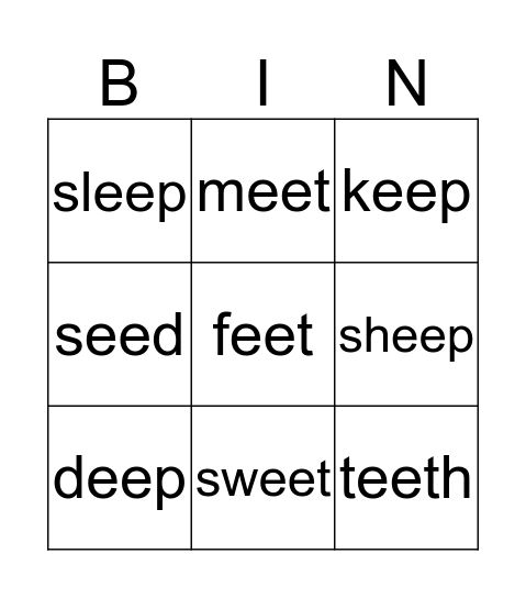 EE Bingo Card