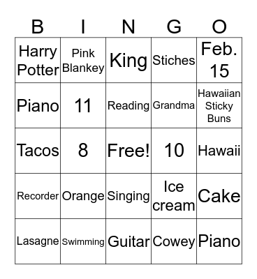 Birthday Bingo Card