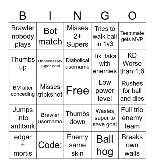 Randoms Bingo BS Bingo Card