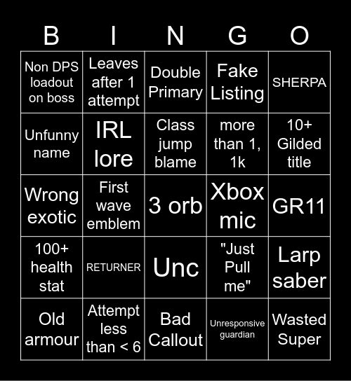 LFG BINGO Card