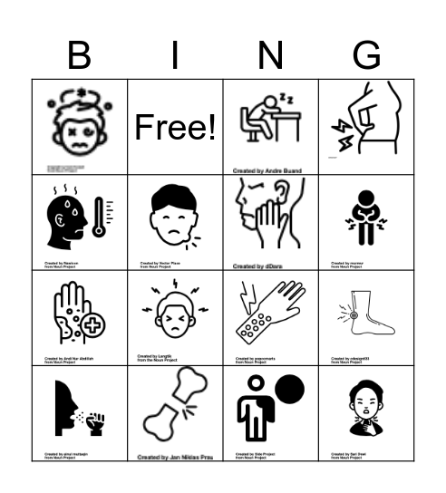 Health Issues Bingo Card