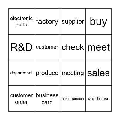 Business English Vocabulary Bingo Card