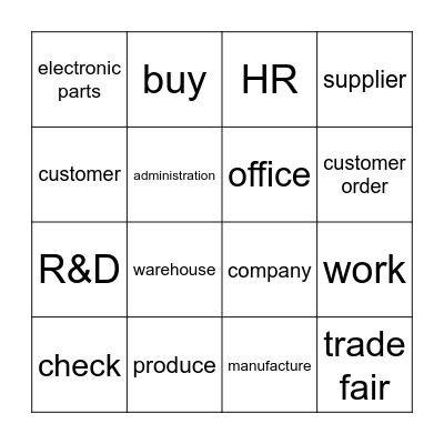 Business English Vocabulary Bingo Card