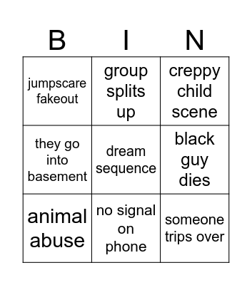 horror Bingo Card