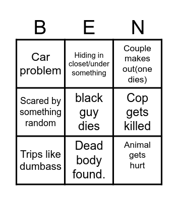 Horror Bingo Card