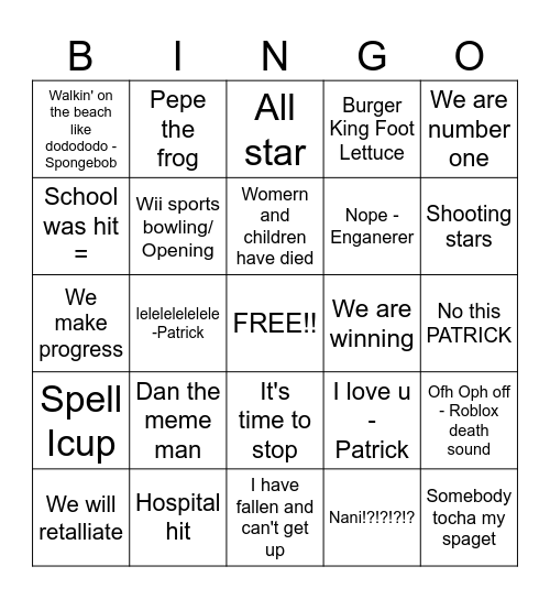 Memes bingo Card