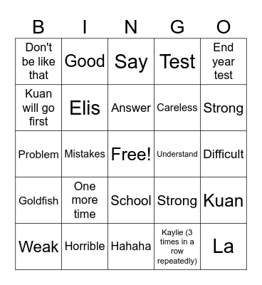 Things our Math Tuition Teacher Says Bingo Card
