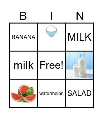 FOOD Bingo Card