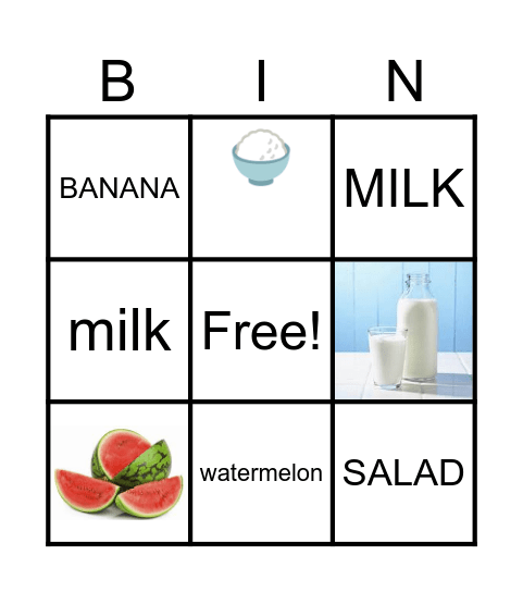 FOOD Bingo Card