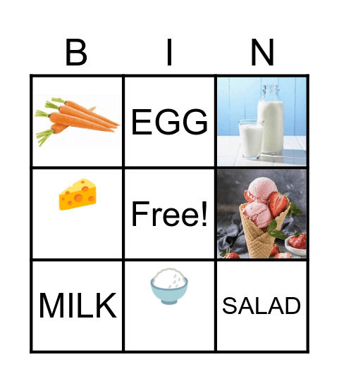 FOOD Bingo Card