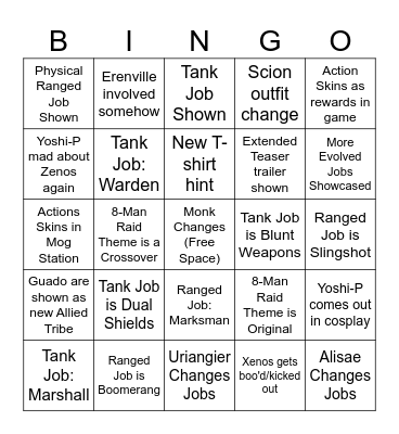 EU Fanfest Keynote Bingo Card