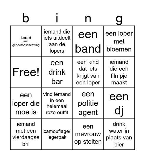vierdaagse feesten bingo Card