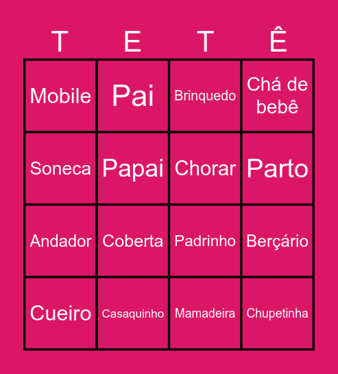 BINGO DA MAITÊ Bingo Card