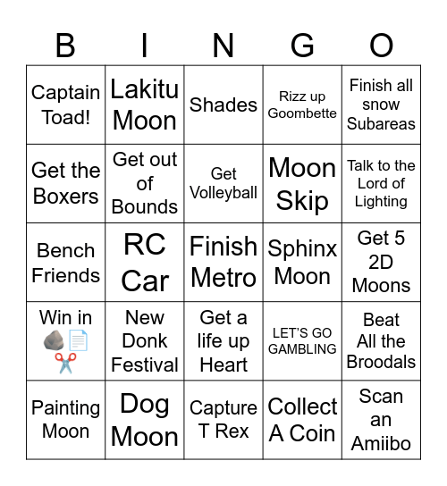 Odyssey Bingo Card