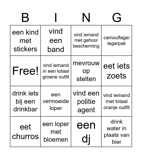 vierdaagse feesten bingo Card