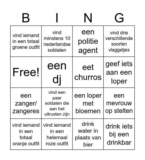 vierdaagse feesten bingo Card