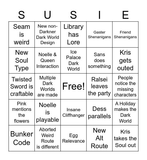 Deltarune Chapter 6 Bingo Card