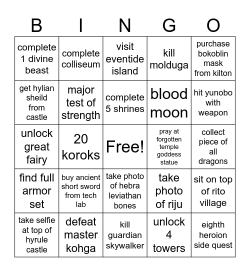 BOTW Bingo Battle Bash - Finale Bingo Card