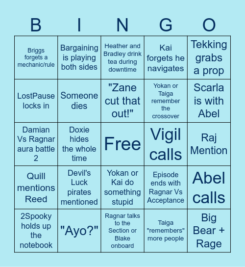 Marines Episode 73 Bingo Card