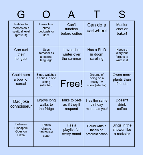 Find Someone Who... Bingo Card