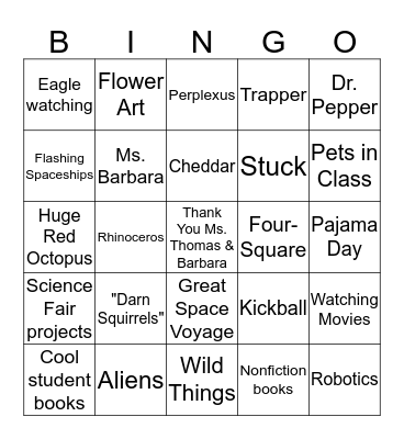 We love Ms. Thomas & Barbara Bingo Card