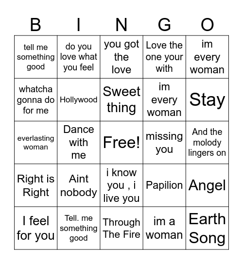 chaka khan Bingo Card
