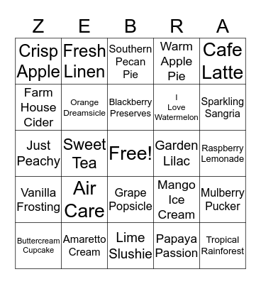 Pink Zebra Bingo Card