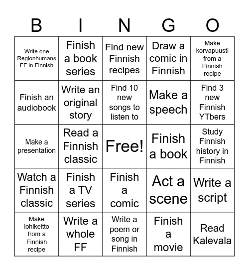 suomi Bingo Card