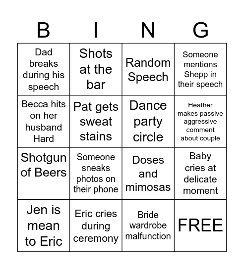 SHH! Secret Bingo Card
