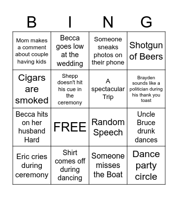 SHH! Secert Bingo Card