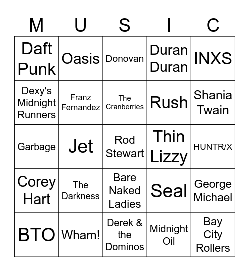 Flamingo Bingo Card #232 (Foreign Hits) Bingo Card
