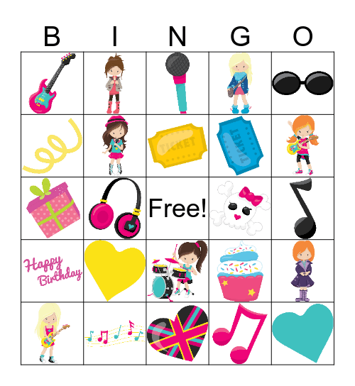 Rock Star Bingo Card