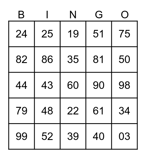 Fun time bingo time Bingo Card