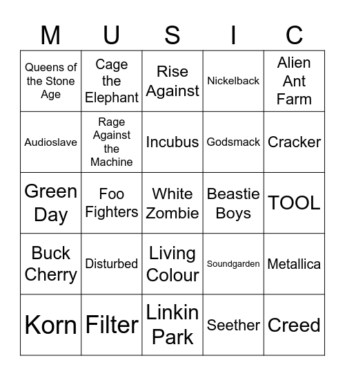 Flamingo Bingo Card #233 (90-00's Rock) Bingo Card