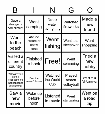 VA BAND CAMP Bingo Card