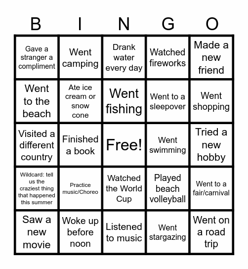 VA BAND CAMP Bingo Card