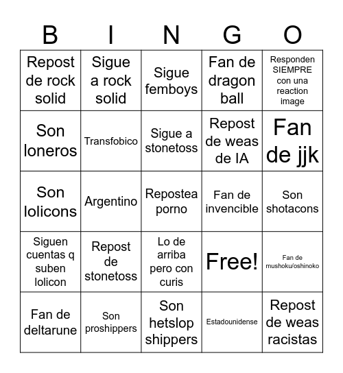 Peleando con gente q me cae mal pero reviso su cuenta y tienen Bingo Card
