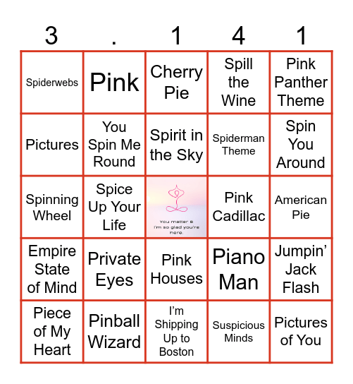 7.22.26 CASUAL PI DAY Bingo Card