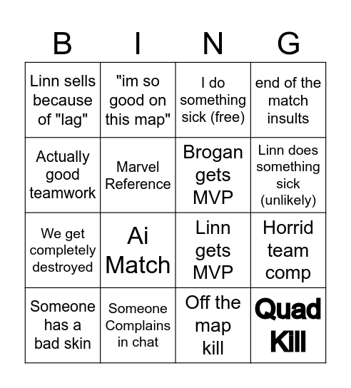 Marvel Rivals Bingo! Bingo Card