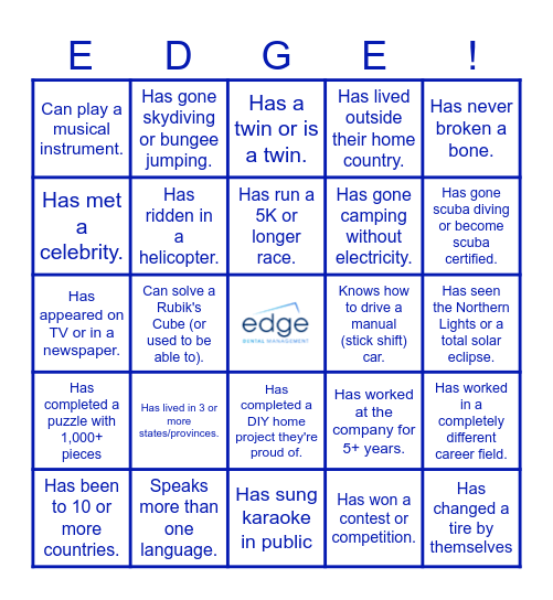 Edgeventure 2026 Bingo Card
