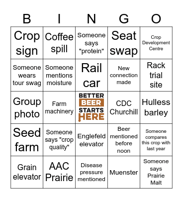 2026 New Crop Tour Bingo Card