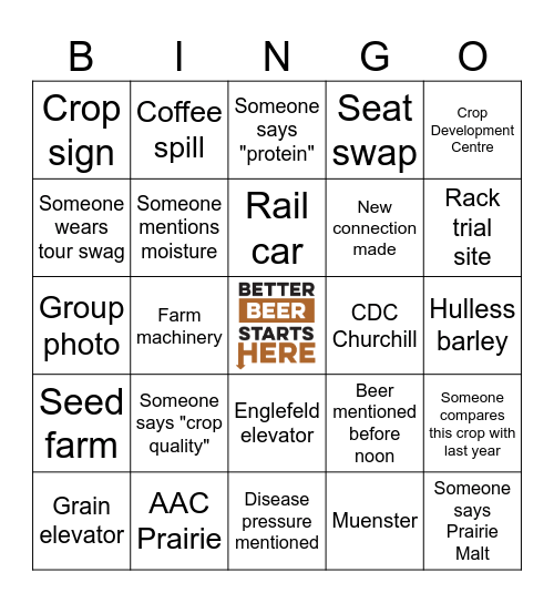 2026 New Crop Tour Bingo Card