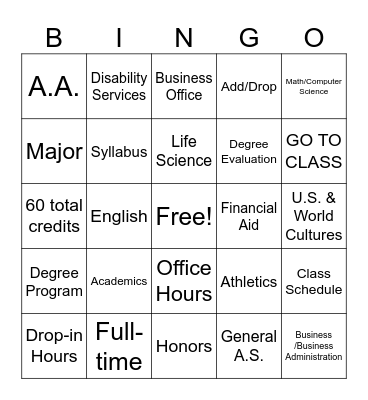 RBC Lingo Bingo Card