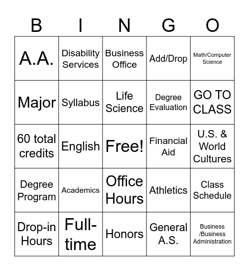 RBC Lingo Bingo Card