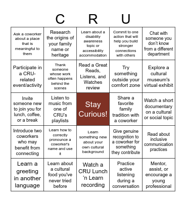 Cultivating Respect and Understanding Bingo Card