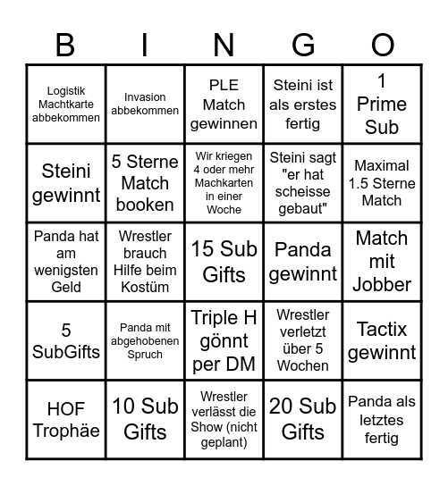 MyGM Bingo Card