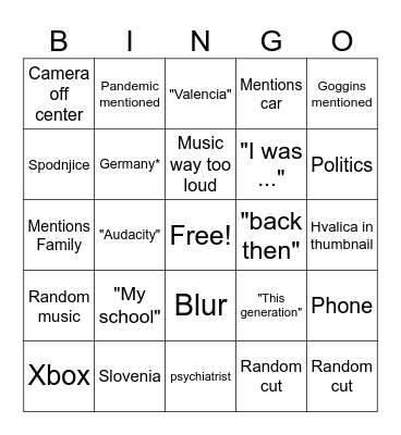 Hvalica Bingo Card