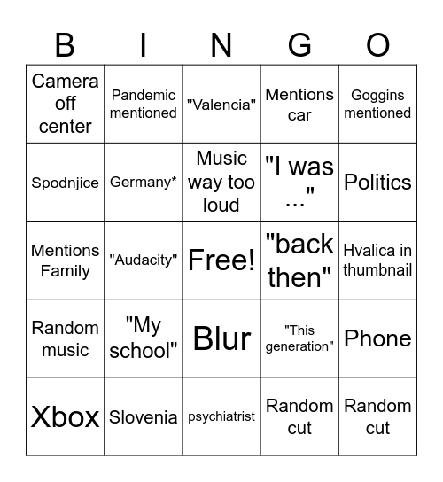 Hvalica Bingo Card